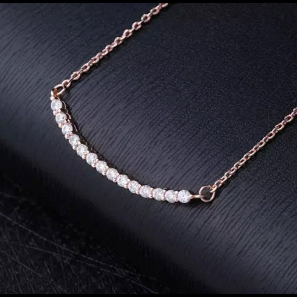 Rose Goldplated Cz Diamond Curved Barnecklace